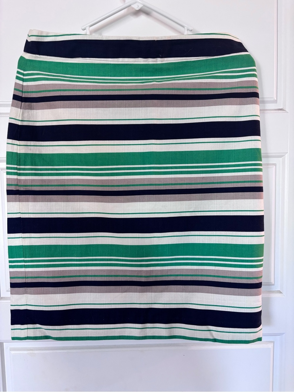 Banana Republic Green, Navy & Cream Striped Pencil Skirt